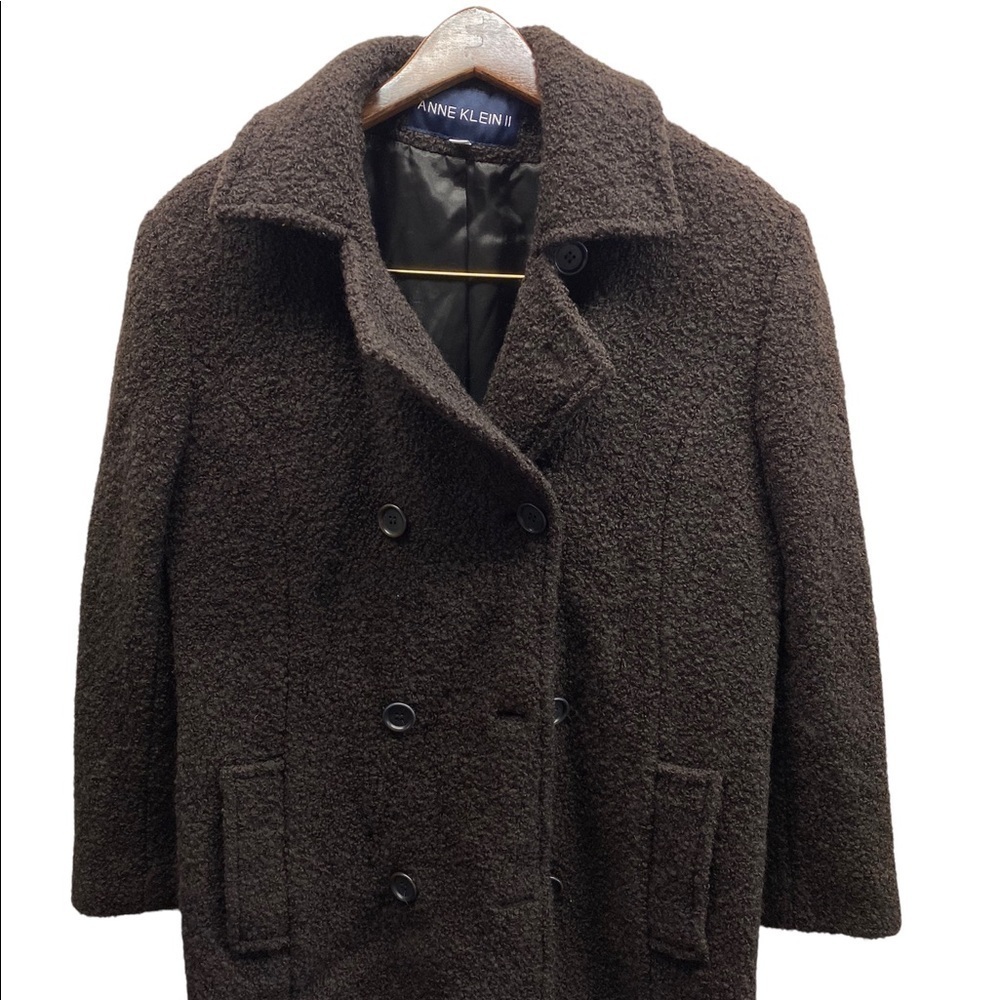 Anne Klein II Wool Blend Teddy Textured Blazer Brown Size 6